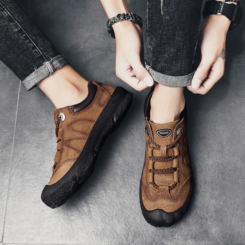 

Sneaker Man Casual Shoe Men Leather Casual Shoes Fashion Sneakers Mens Hot Sale Flat Sneaker Men's Boots Black Sport For