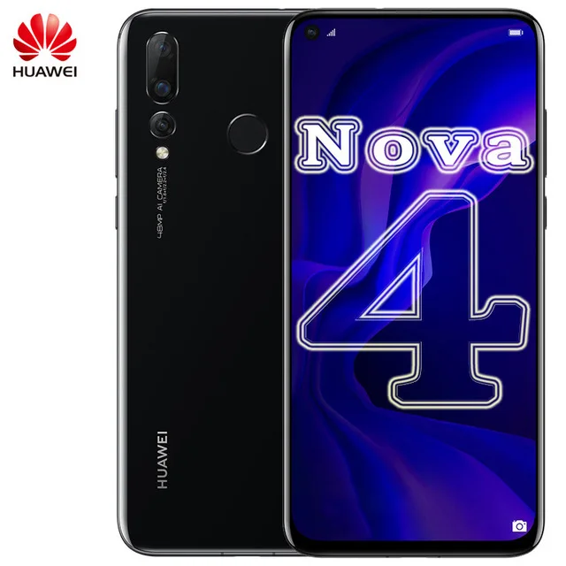 Black HUAWEI NOVA 4 LTE сотовый телефон 6,4 дюймов 6 ГБ 128 ГБ Kirin 970 Восьмиядерный Android 9,0 отпечатков пальцев 4* камеры - Цвет: Black