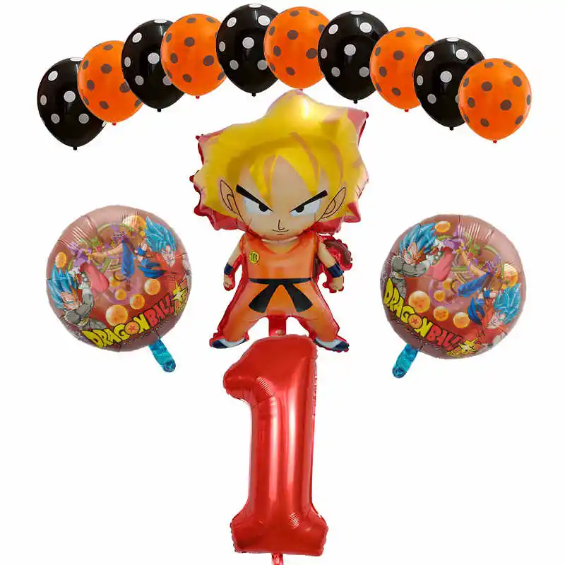 Сливовый 14 шт./компл. с мультяшными принтами, 7 Dragon Ball шар вуконг» Фольга шар шара с цифрой День рождения украшения Гоку для мальчиков детские игрушки расходные материалы - Цвет: Сливовый