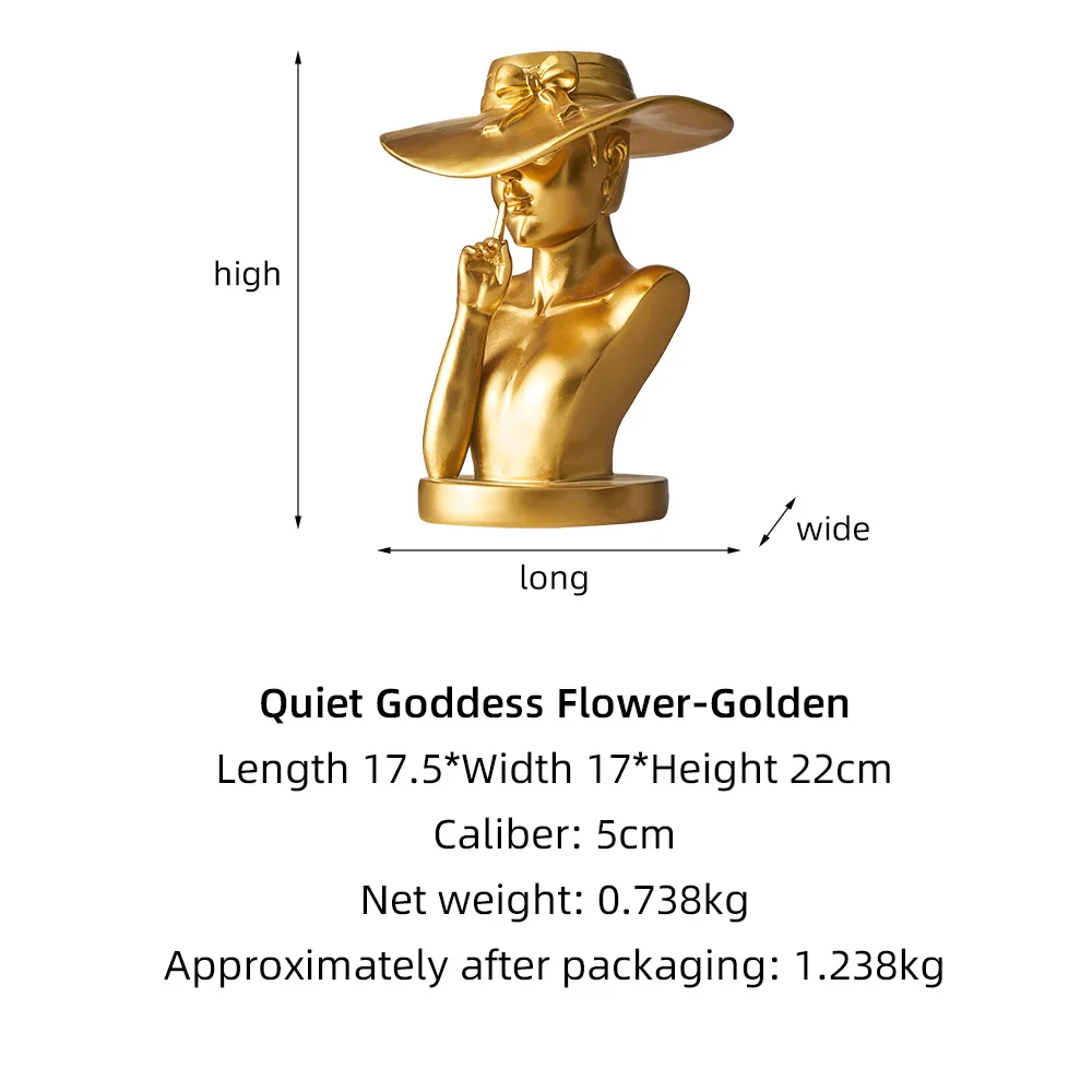 

Modern Home Decor Accessories Resin Sculpture Crafts Gifts Creative Abstract Golden Girl Statue Living Room Flowerpot Ornaments