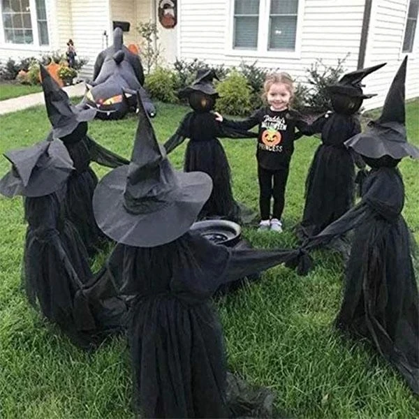 Light-Up Witches with Stakes Halloween Decorations Outdoor Holding Hands Screaming Sound Activated Sensor Decor | Дом и сад
