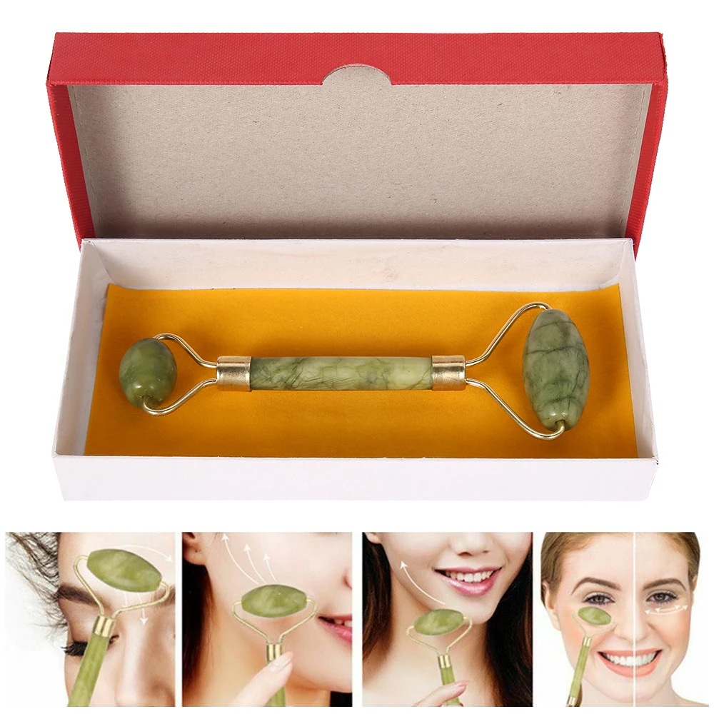 

1pcs Jade Roller Slimming Face Massager Double Head Facial Massage Roller Face Slimming Neck Massager Face Scraper