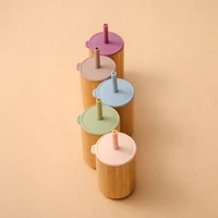 new baby feeding cup with straw safe bamboo wood food grade silicone straws leak proof childrens water cups learn training cup