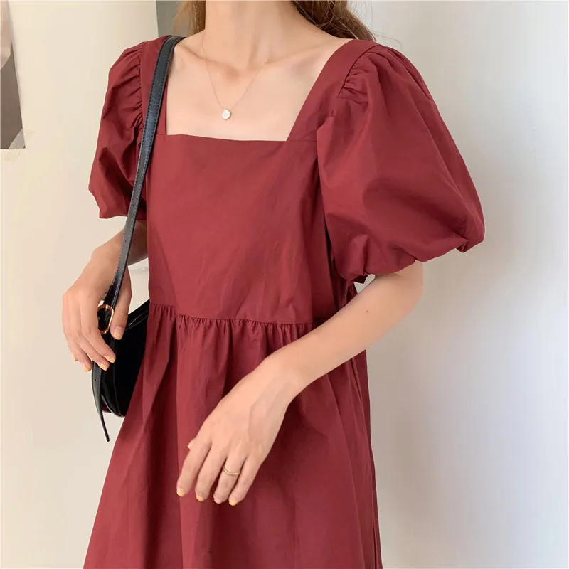 

ZA 2020 summer dress puff sleeve purple robe black clothes red ropa mujer maxi dresses plus size clothing roupas gothic sukienka
