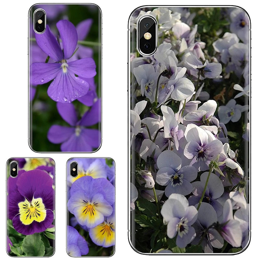 Фиолетовая Желтая роза Viola cornuta для iPhone 11 Pro 4 4S 5 5S SE 5C 6 6S 7 8X10 XR XS Plus Max iPod Touch мягкий