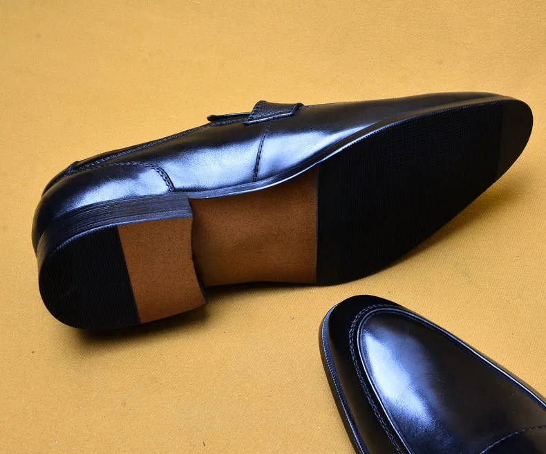 

QYFCIOUFU 2019 Handmade Designer Vintage Fashion Party Buckle Formal Shoes Oxford Genuine Leather Mens Monk Dress Shoes EU 46
