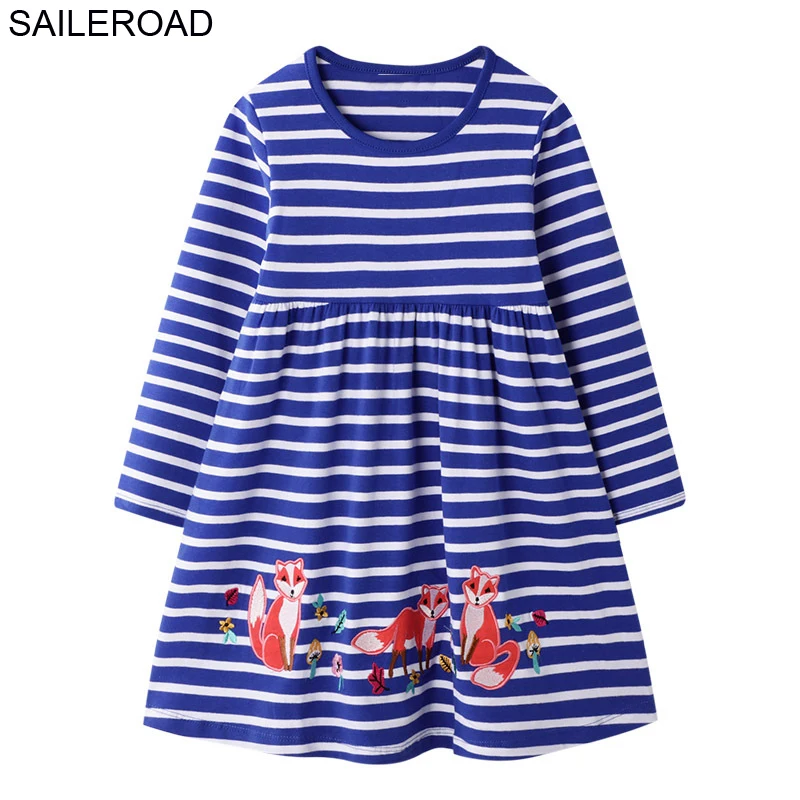 SAILEROAD Unicorn Party Girl Dress Рождество Снеговик Платья для девочек 7 лет Вышивка Хлопок с