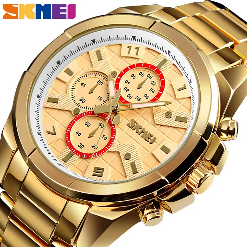 

SKMEI Business Men Quartz Watch Alloy Straps Large Dial Wristwatch 30M Waterproof Watch Relogio Masculino 1378 erkek kol saati