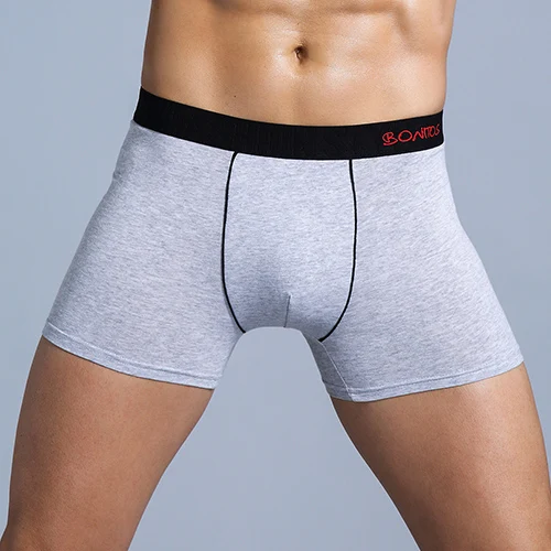 B2 Grey Black Трусы мужские боксеры хлопок Calvin мужское нижнее белье подарок мужчине трусы-боксеры для мужчин Man Underwear бамбук семейники боксерки Cotton свободные Long Boxers насадки на член насадка набор парные члены секса - Цвет: B2 Grey Black