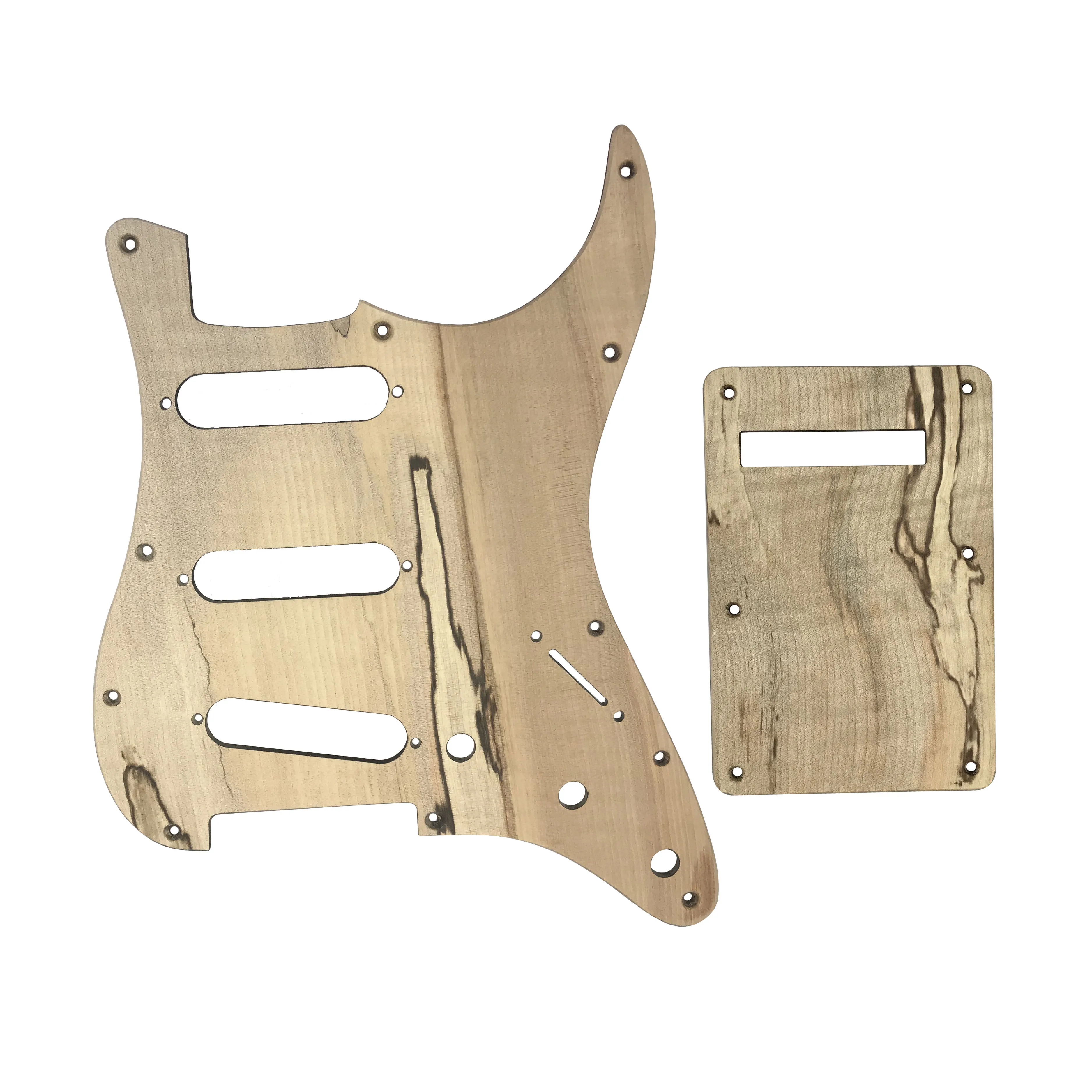 10 Pcs 11holes SSS Spalted Maple ST .Electric Guitar Pickguard Back Plate Solid Wood for Fender Style Guitar Accessories