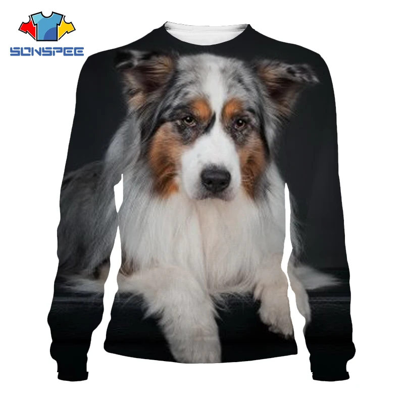 

SONSPEE3D Printed Border Collie Harajuku Fall/Winter Long Sleeve Sweatshirt Jacket Men's Women's Puppy Pullover Fashion Casual