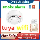 Сигнализация дымовая Tuya 2 в 1, Wi-Fi детектор утечки дыма, датчик утечки газа, контроль качества воздуха для умного дома
