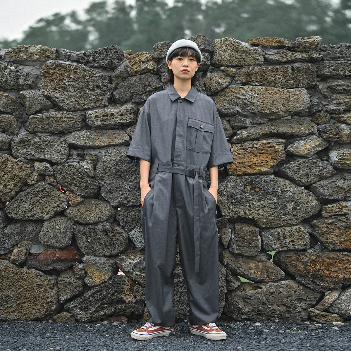 

Новинка 2021, японский Модный повседневный комбинезон, мужской свободный комбинезон для инструментов, уличный простой комбинезон с коллажем,...