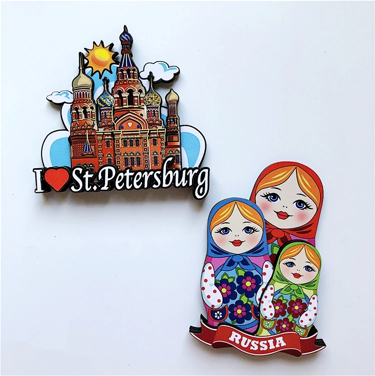 005 Новая Россия СПб матрешка деревянный магнит на холодильник Путешествия Сувенир Холодильник Магнитные наклейки подарок - Цвет: 005
