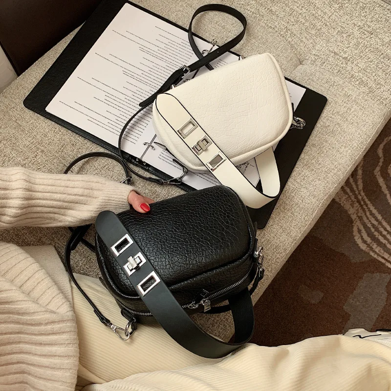 

Bag Women's Handbag Fashion Leather Wide Strap Crossbody Bag Female Simplicity Luxury Shoulder Bag Fashion Tote Bag