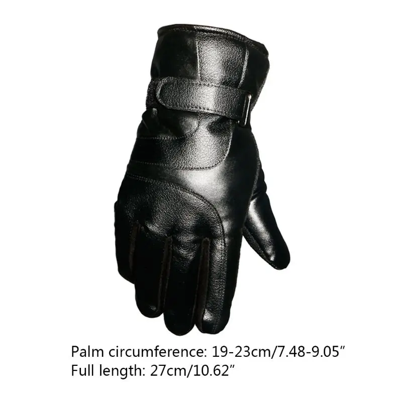 

1Pair Men Winter Warm Liner Full Finger Gloves Anti-slip Leather Driving Mittens