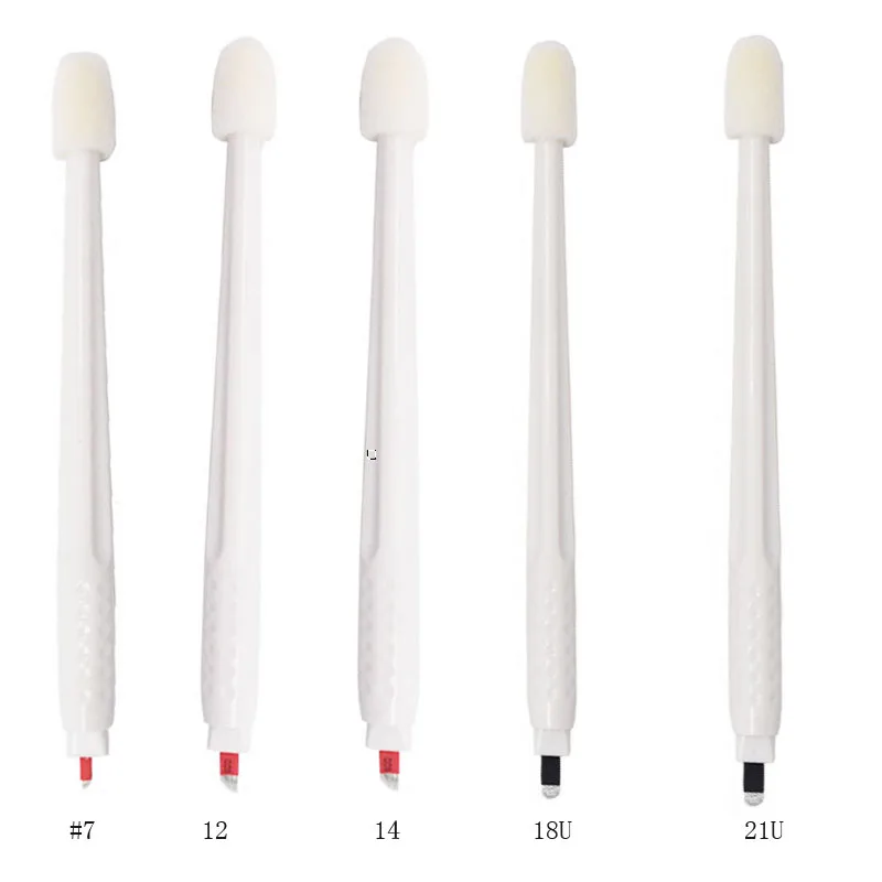 

Одноразовая ручка для микроблейдинга с пигментной губкой, микроблейдинг, иглы для перманентного макияжа, лезвия, одноразовые стерильные микроблейды