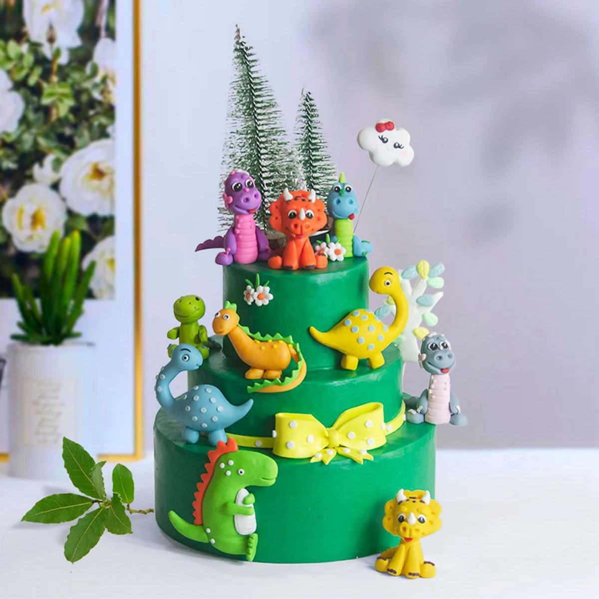 Dinosaur Party Accessories Cake Topper Happy Birthday Party Decorations Kids Boys Soft Cake Decorating Supplies Festival Events