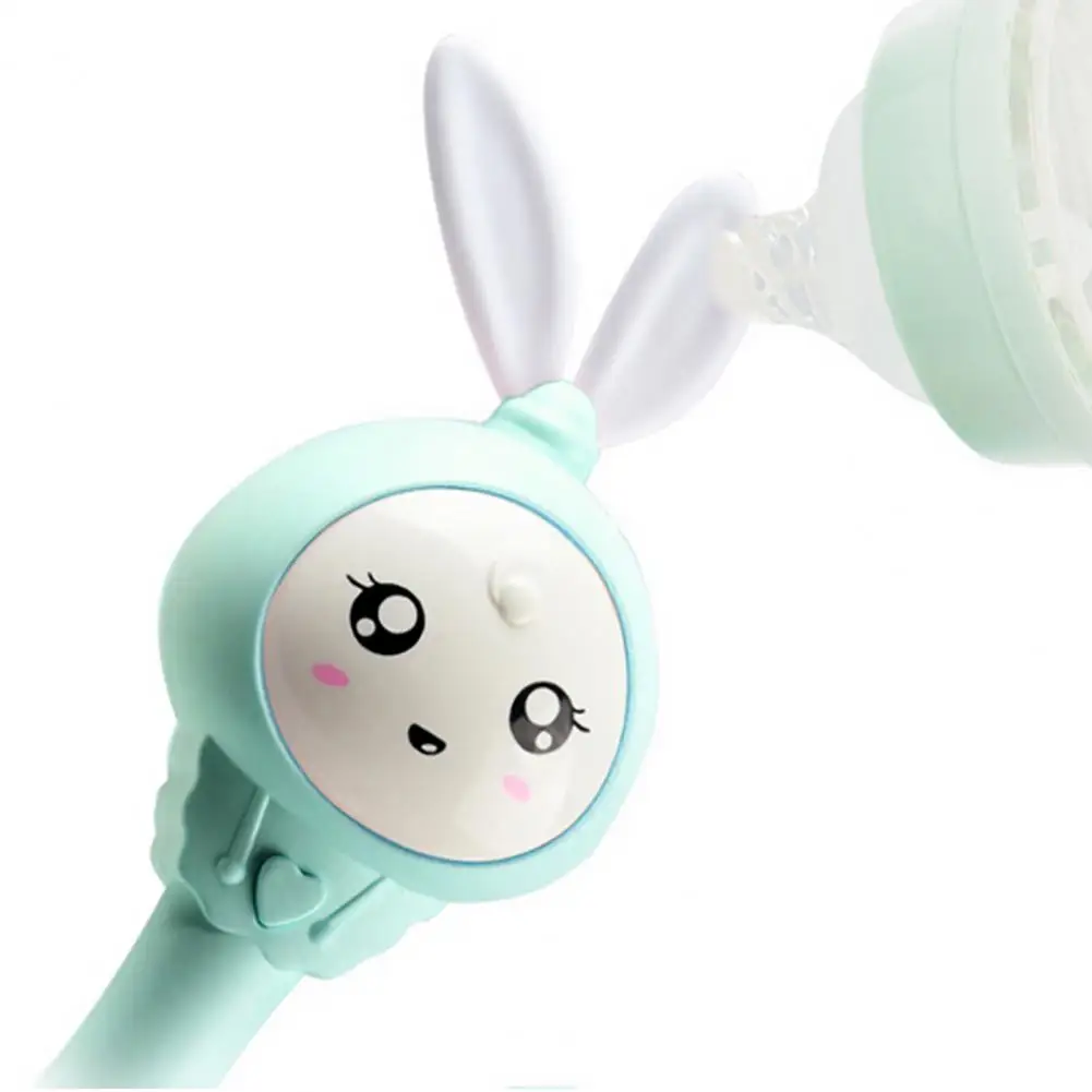 Shaking Toy Bite-resistant Cartoon Rabbit Shape Portable Music Light Teether Toy for Baby