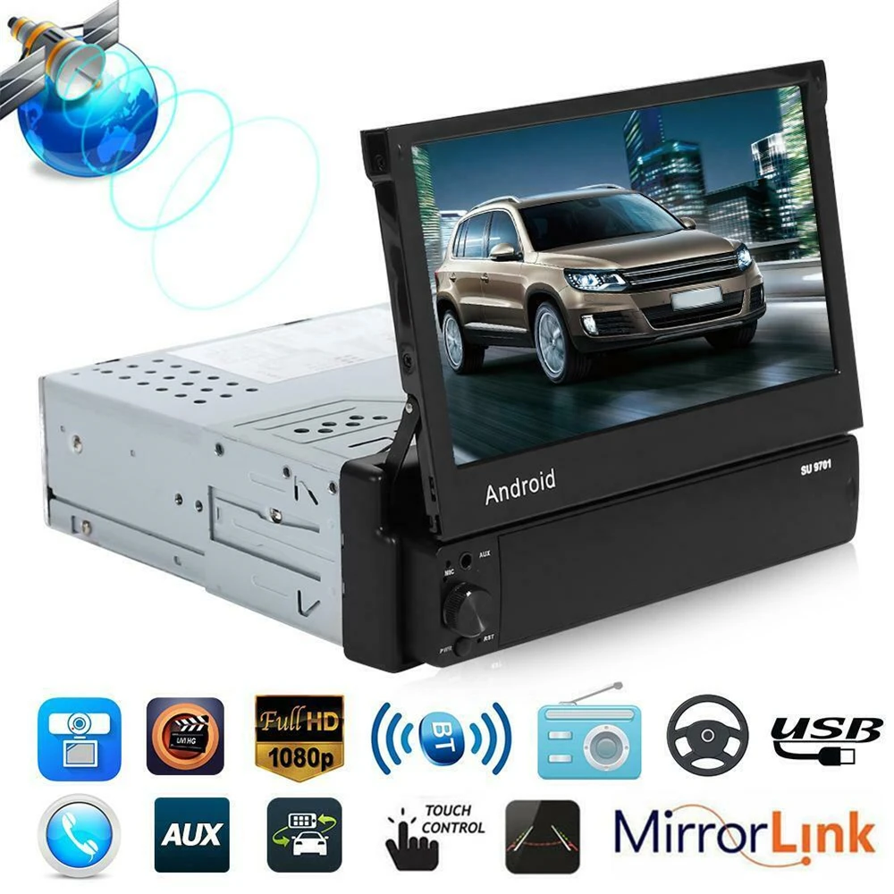 Автомагнитола 1 Din с 7 дюймовым дисплеем Android 8 MP3/4/5 плеером Wi Fi GPS Bluetooth AM/FM