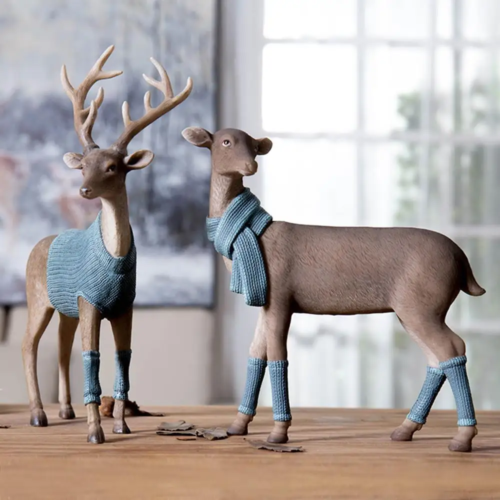 

American Style Deer Ornaments Elk Statue Resin Home Decoration TV Cabinet Wine Cooler Christmas Deer Ornaments Decoration Crafts