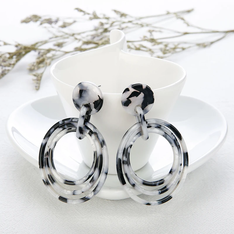 Винтажные женские двойные большие круглые Висячие серьги полые леопардовые