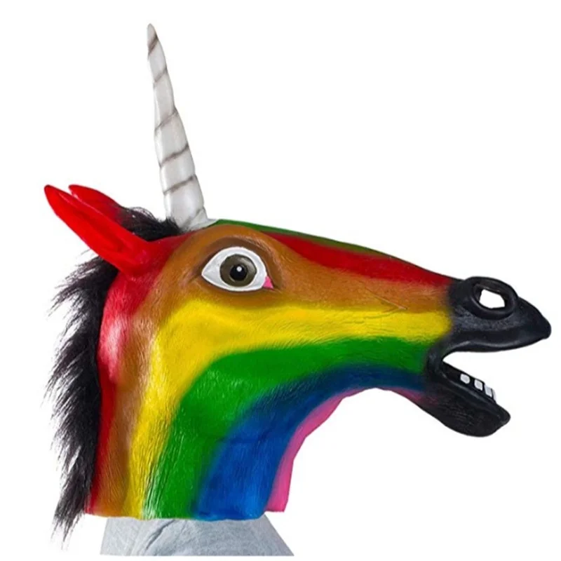 Маски животных Единорог Костюм для взрослых Радуга Маска головки вечерние