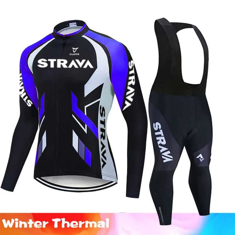 2021 профессиональная команда STRAVA Зимняя Теплая Флисовая велосипедная Джерси