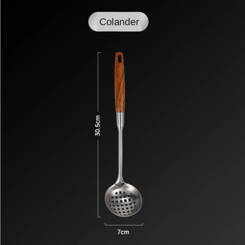 Деревянная ручка горячий горшок суповая ложка корпус дырявый 304 нержавеющая