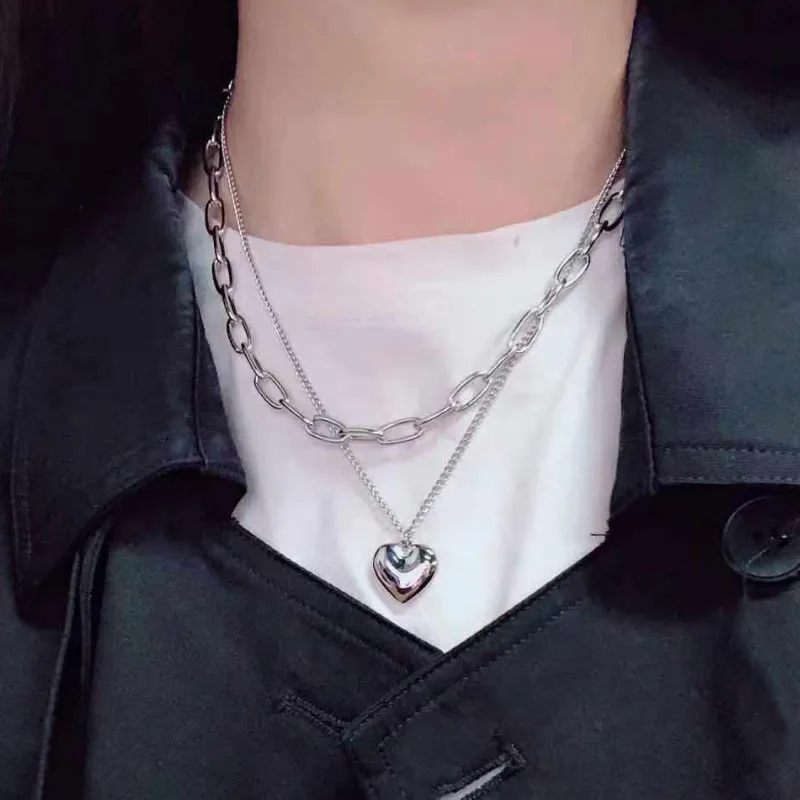 

Temperament Hip-hop Heart Shape Pendant Necklace Jewelry Accessories