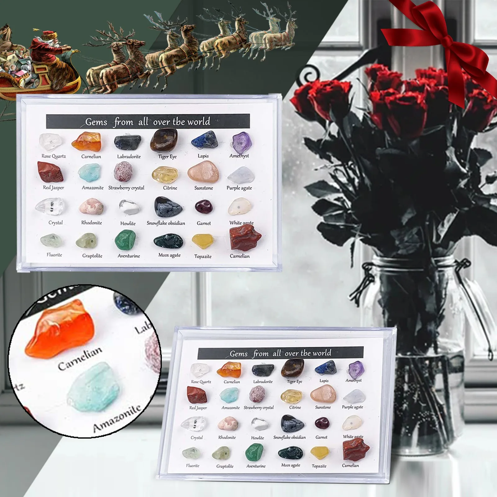 Коробка из агатового руды и камня контейнер с обратным отсчетом для хранения