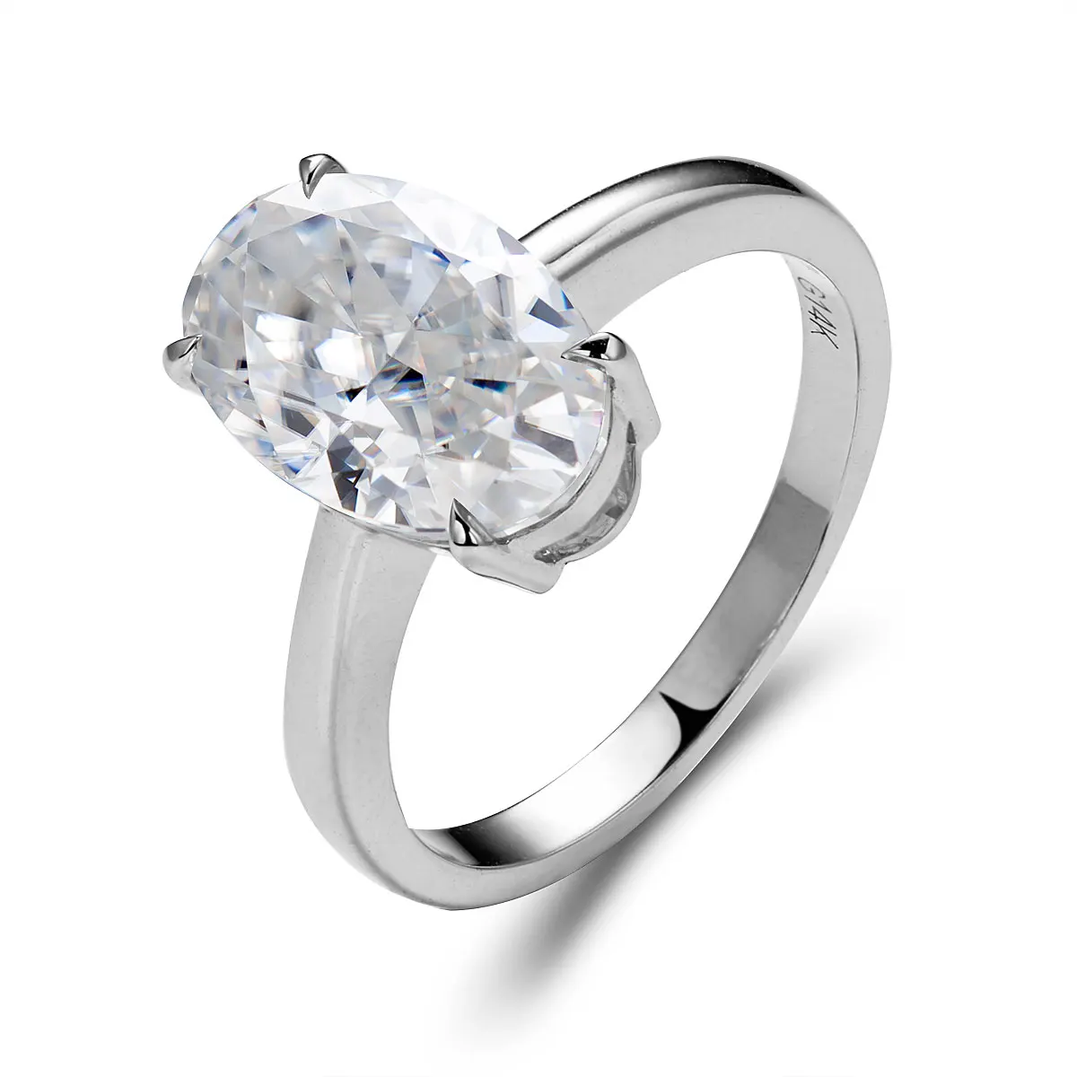 

14K White Gold Wedding Ring D VVS1 Oval Cut Ring Accept Customized Moissanite Custom Ring Supplier Factory Rings 2021 Trend