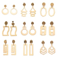 6 pairs stainless steel elegant geometric hollow stud earrings gold bohemian earring dangle drop for women party wedding jewelry