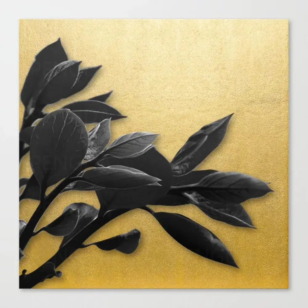 Печатные картины модульные черные фотографии листвы холст искусство на стену