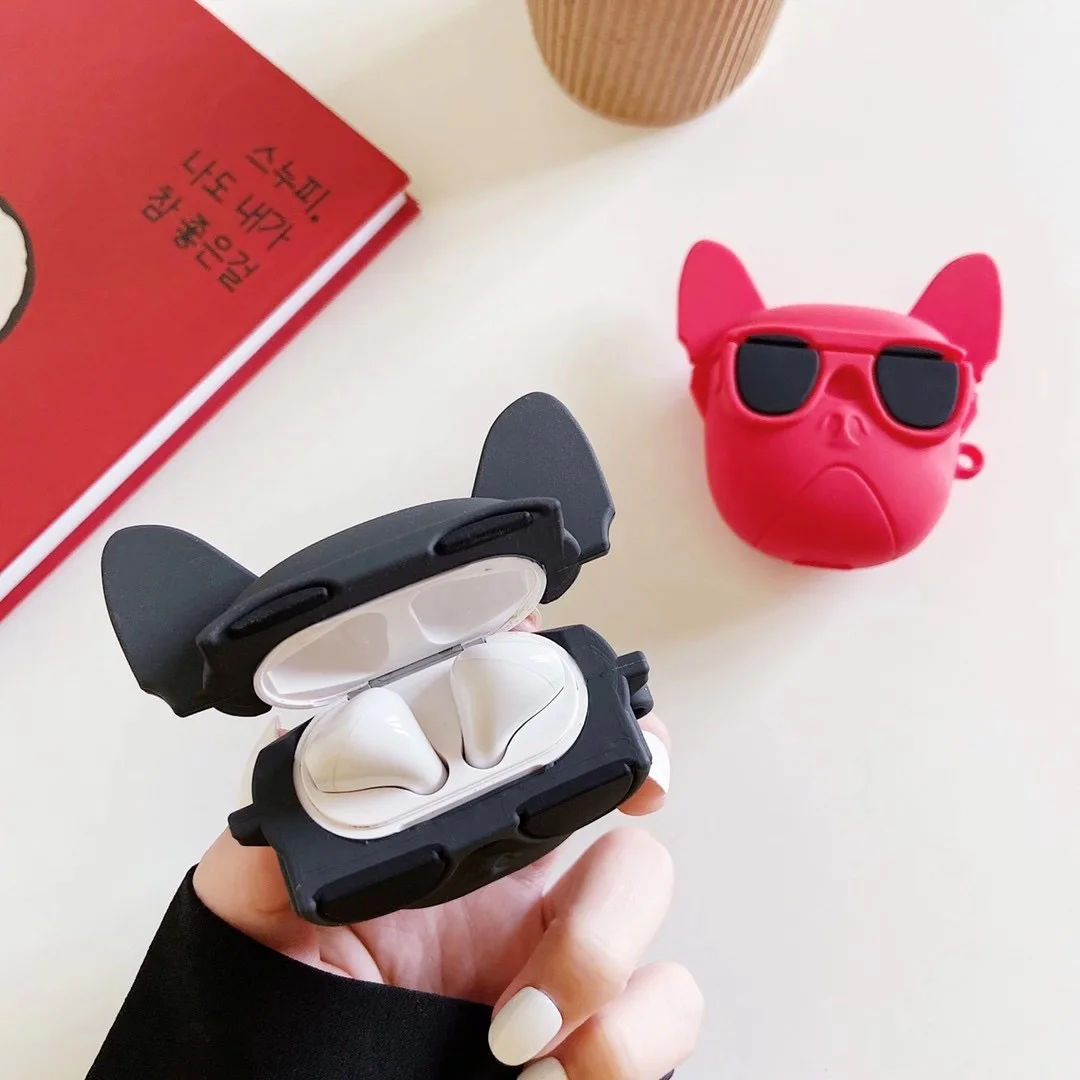 

French Bulldog Sunglasses Earphone for AirPods 1 2 Cute Cartoon Bluetooth Headphone Cover for Apple Airpods 3 Pro Soft Cover