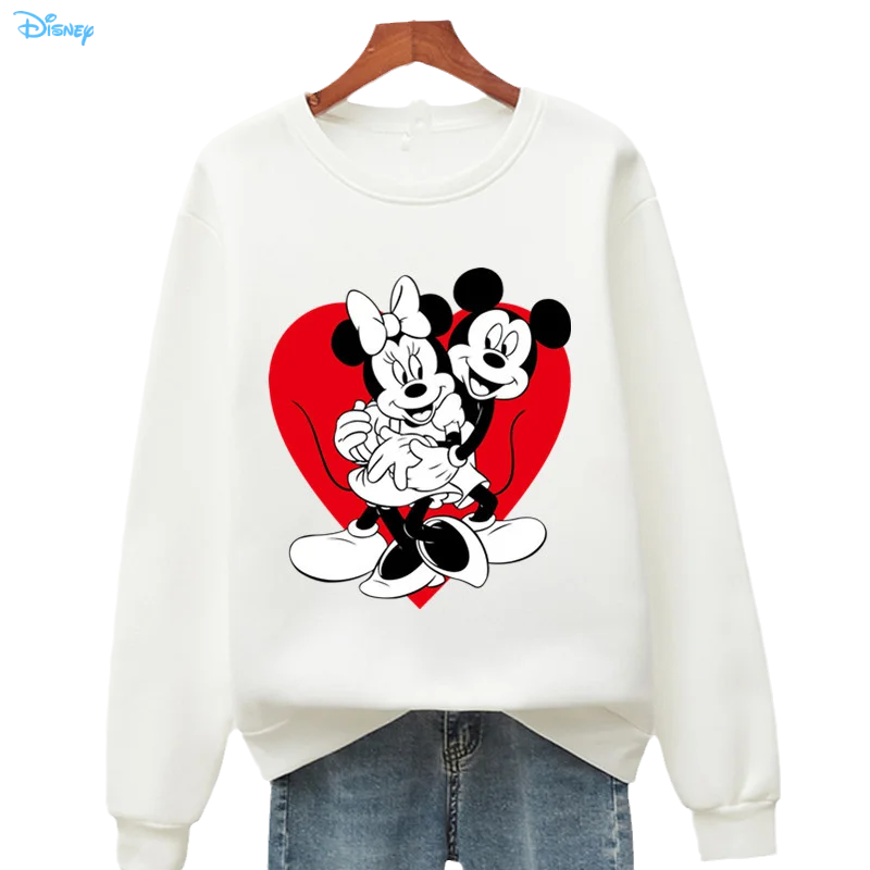 Disney Cartoon Mickey Mouse Minnie Mouse Couples Matching Sweatshirt for Women/man Fleece Fall Pullover Women 90s Clothes Anime
