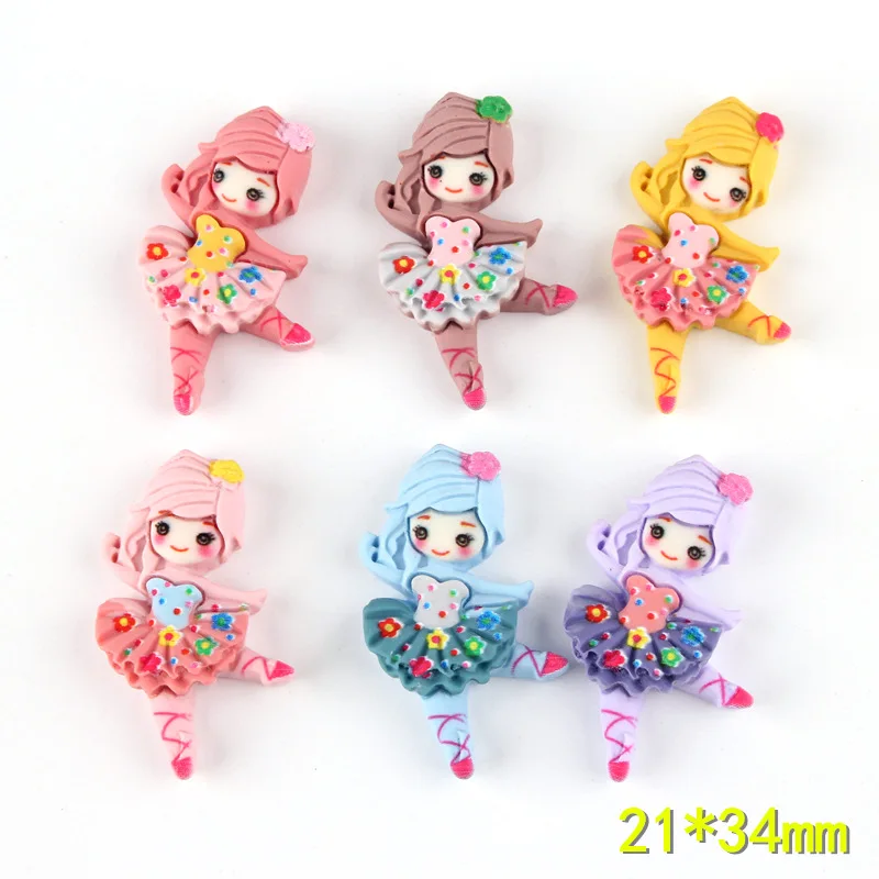 

6pcs Resin Girl Flatback Slime Charm Beads For DIY Jewelry Necklace Bracelet Earrings Pendants Headband Hair Accessories