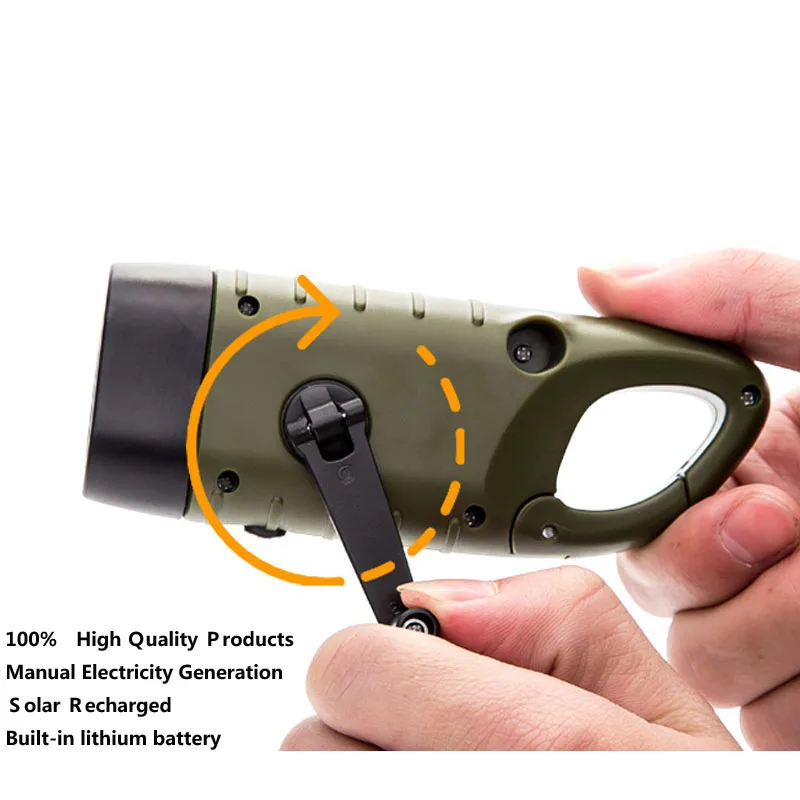 

New Arrivals Hand Crank Solar Powered Flashlight Emergency Rechargeable LED Portable Dynamo Torch Lantern Tent Light for Outdoor