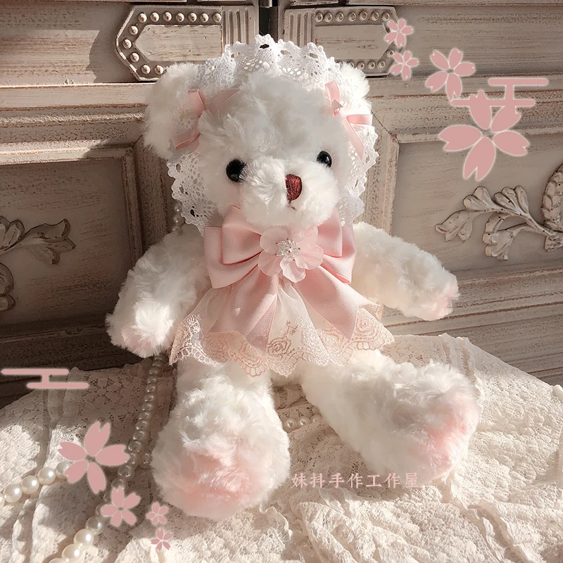 

Japanese Multicolor Cherry Blossom Bear Bag Handmade Lolita Cute Pink JK Shoulder bag Kawaii Animal Sweet Messenger bag Cosplay