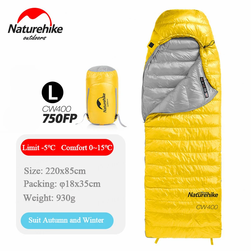 Winter L Yellow Naturehike CW400 спальный мешок с белым гусиным пухом, зимний теплый спальный мешок s NH18C400-D - Цвет: Winter L Yellow