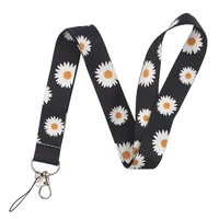 for daisy flower printed lanyards for keys phone neck strap hanging rope badge holders keychains lanyard rope