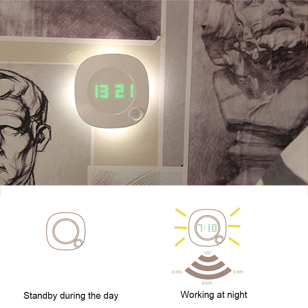 Светодиодные часы с человеческим телом инфракрасный индукционный ночник
