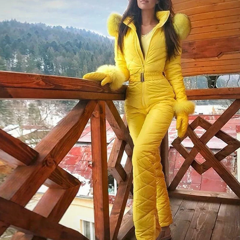 Женский зимний теплый комбинезон спортивные штаны для улицы лыжный костюм