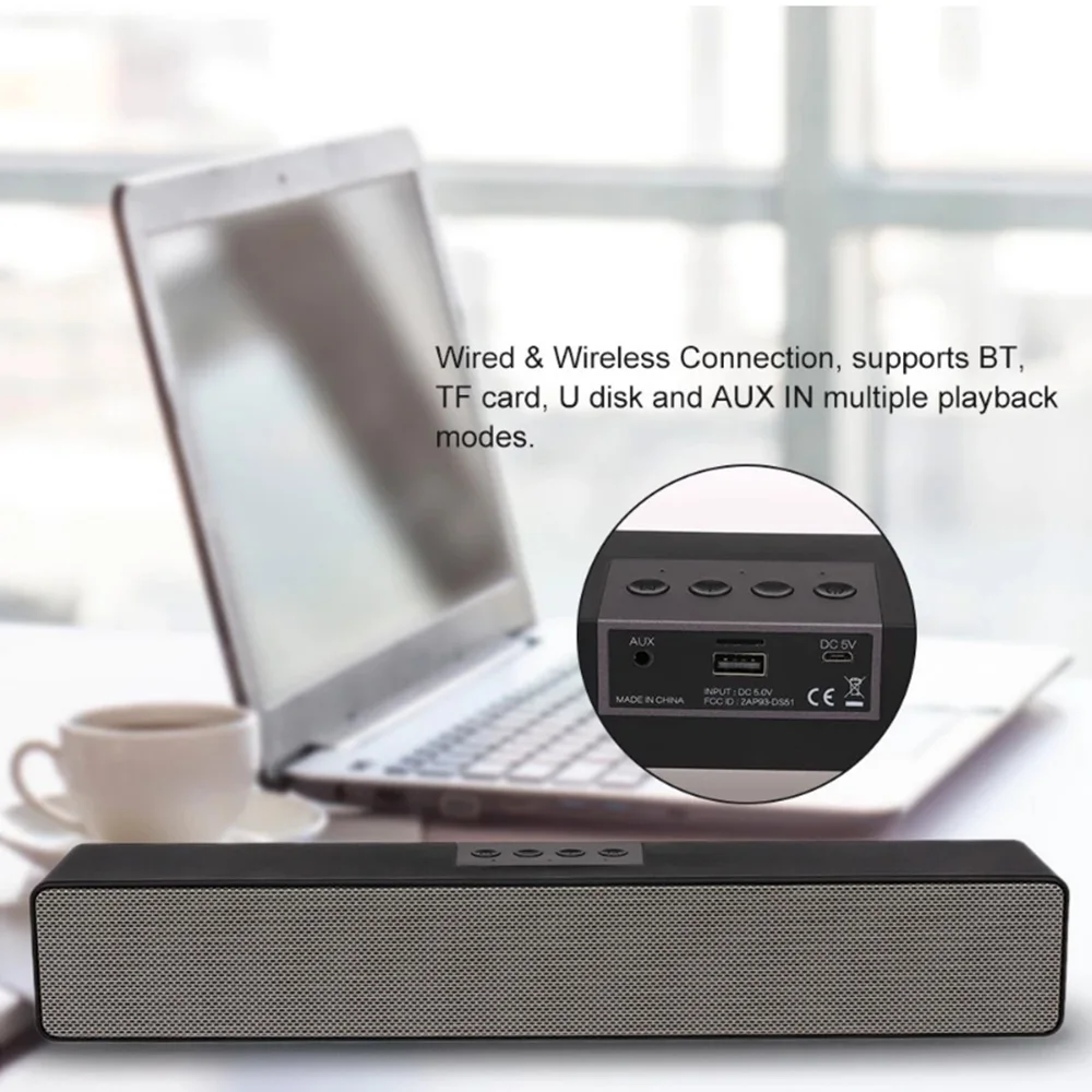 Беспроводная и Проводная звуковая панель перезаряжаемая Колонка 10 Вт с Bluetooth