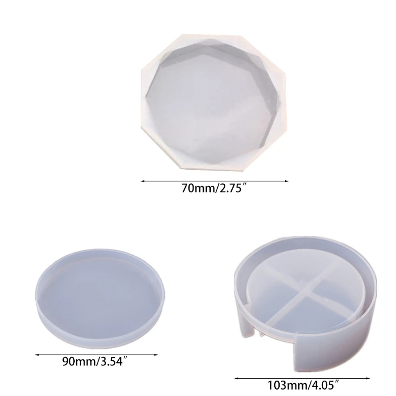 

Coasters Resin Molds, Coaster Storage Box Mold with Round Rhombus Coaster Casting Molds for DIY Epoxy Resin, Cups Mats