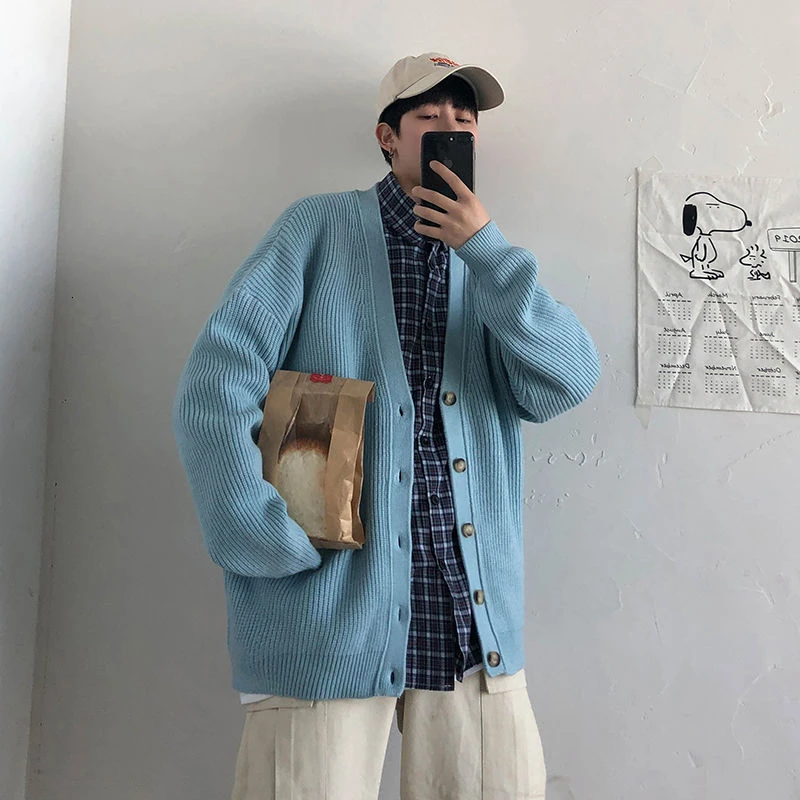 

Winter Cardigan Sweater Men's Warm Fashion Casual V-neck Knitted Sweater Jacket Men Streetwear Korean Knitting Sweaters Clothes