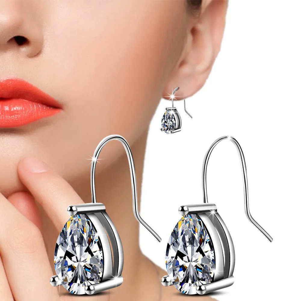 Серьги корейские модные серьги для женщин Свадебные с камнями Rhod Цвет Ювелирные