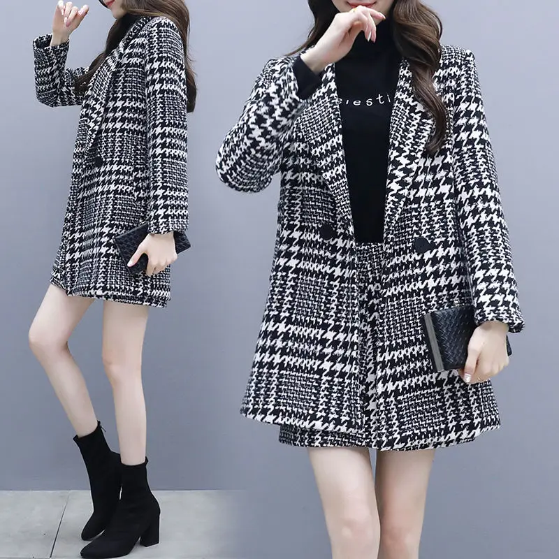 

Autumn Winter Women Sets Woolen Clothing Two Pieces Outerwear And Skirts Fashion Korean Style Female Suits Sweet Girls Jackets