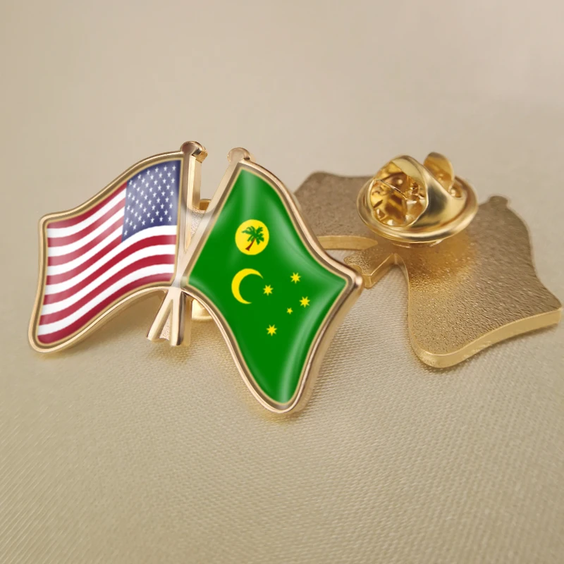 Фото Соединенными Штатами и Кокосовые острова (Килинг) Скрещенные двойной флаг дружбы