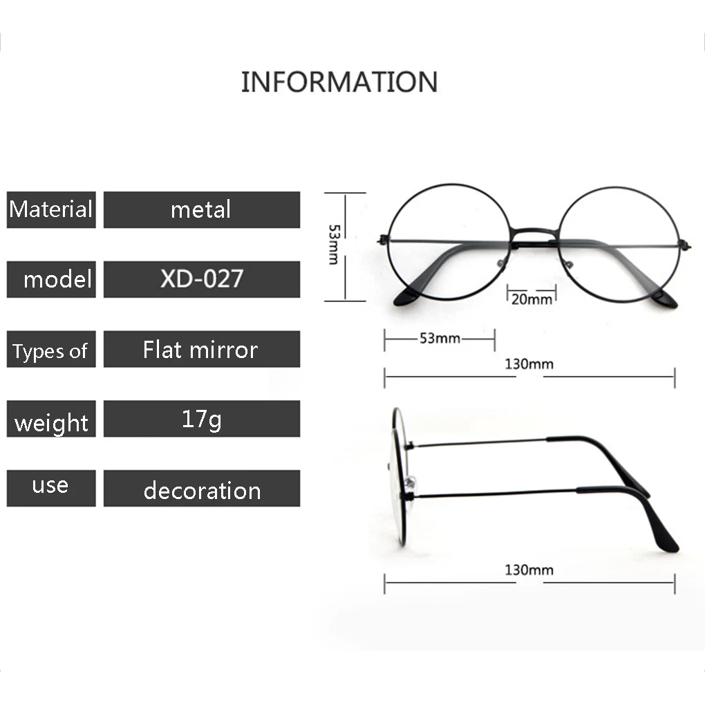 

Retro Women Men Optical Glasses Round Metal Frame Boys Girls Decorative Vintage Eyeglasses